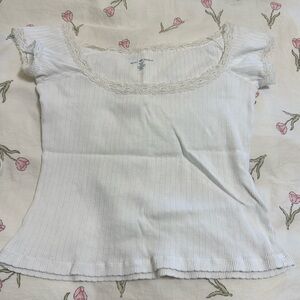 Brandy Melville White Ribbed Top